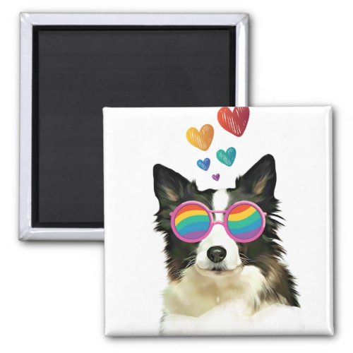 Border Collie  Dog with Hearts Valentines Day  Magnet