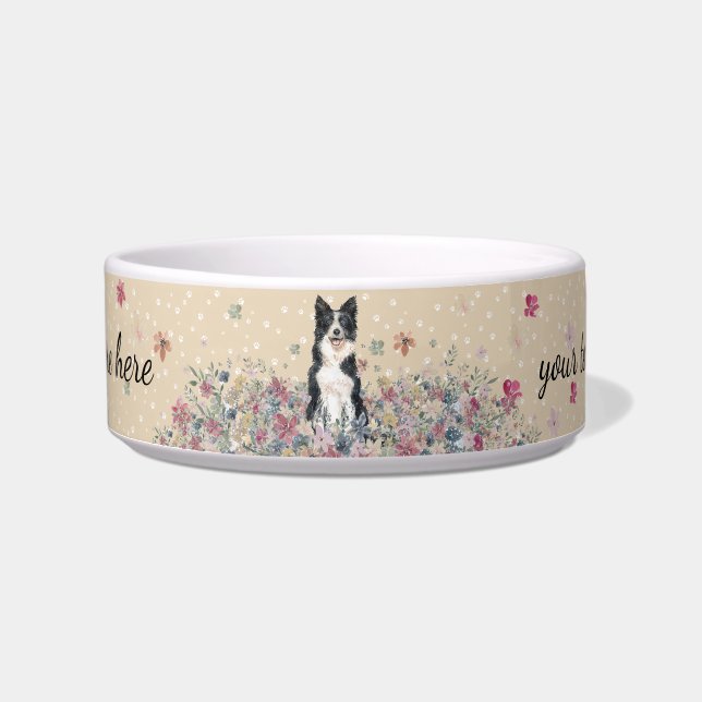 Border Collie Dog with paws Bowl (Front)