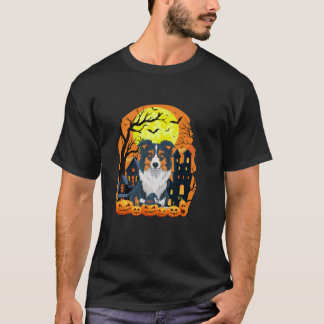 Border Collie Dog With Pumpkins Funny Scary Hallow T-Shirt