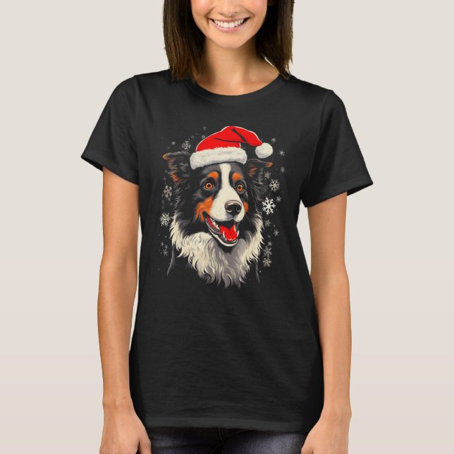 Border Collie Dog Xmas T-Shirt (Front)