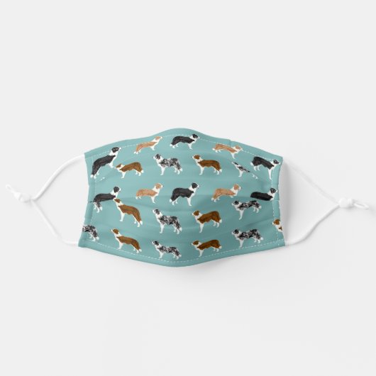Border Collie Dogs Adult Cloth Face Mask (Front, Unfolded)