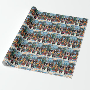 Border Collie Dogs Christmas Snow Holiday Wrapping Paper