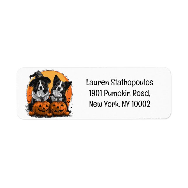 Border Collie Dogs Halloween Jack O Lanterns Label (Front)