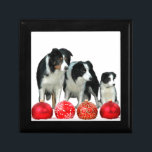 Border Collie Dogs with Red Christmas Ornaments Jewelry Box<br><div class="desc">Border Collie Dogs with Red Christmas Ornaments. Specially designed for Border Collie lovers celebrating Christmas.</div>