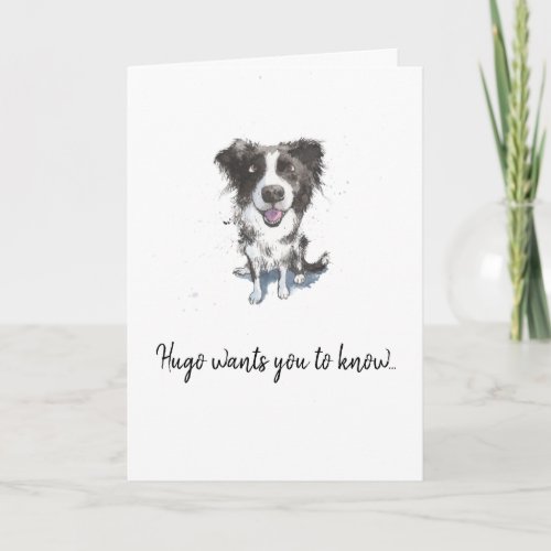 Border Collie drawing personalized Fathers day Card