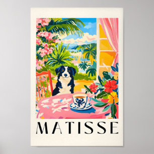 Border Collie Drinking Coffee Poster, Funny Kitche Poster