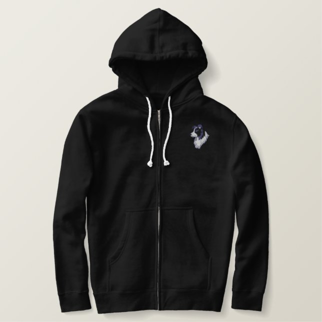 Border Collie Embroidered Hoodie (Design Front)