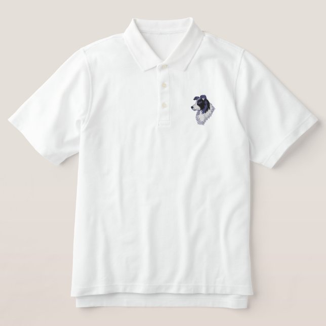 Border Collie Embroidered Polo Shirt (Design Front)