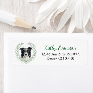 Border Collie Eucalyptus Leaf Wreath Label