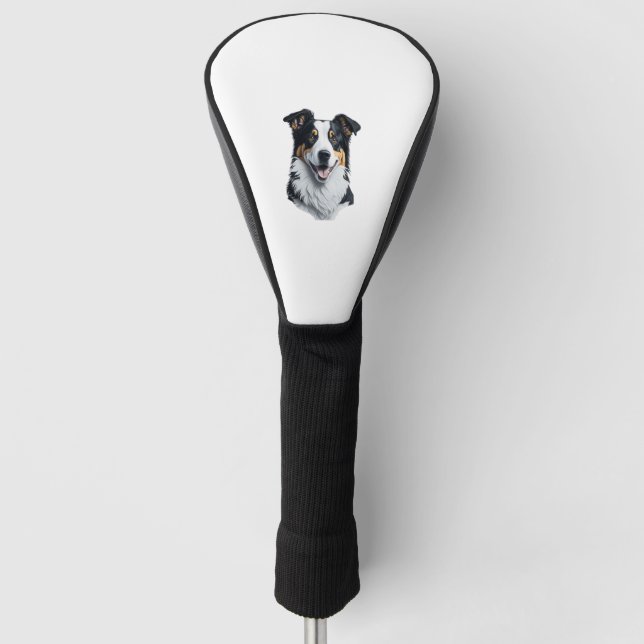 Border Collie face Golf Head Cover (Front)