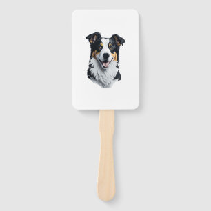 Border Collie face Hand Fan