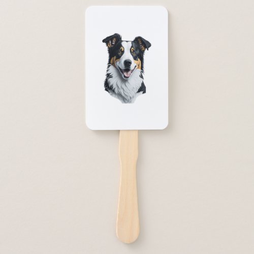 Border Collie face Hand Fan