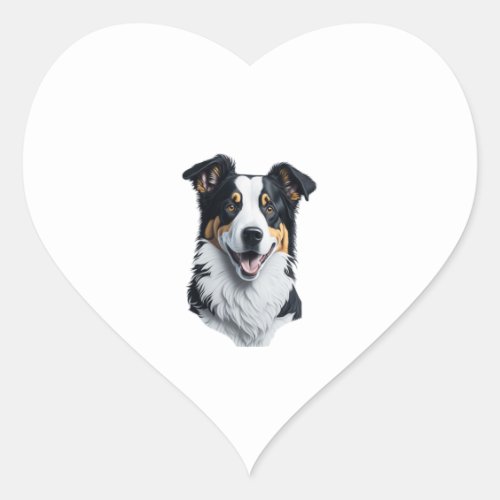 Border Collie face Heart Sticker