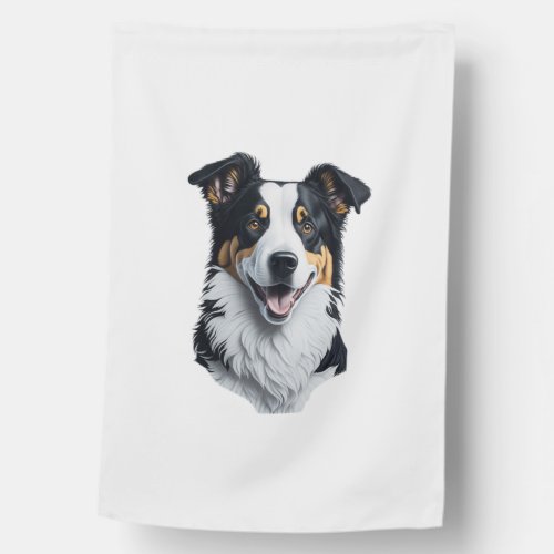 Border Collie face House Flag