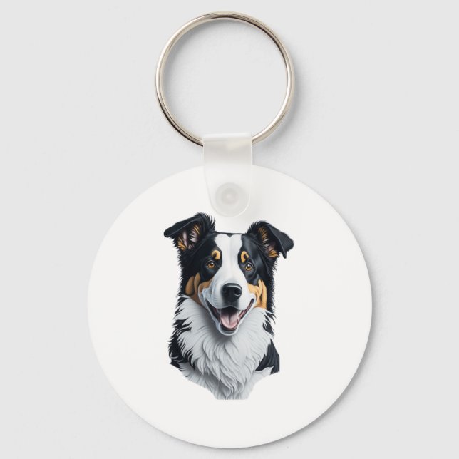 Border Collie face Keychain (Front)