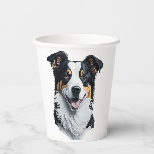 Border Collie face Paper Cups