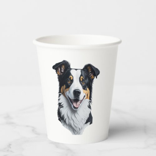 Border Collie face Paper Cups