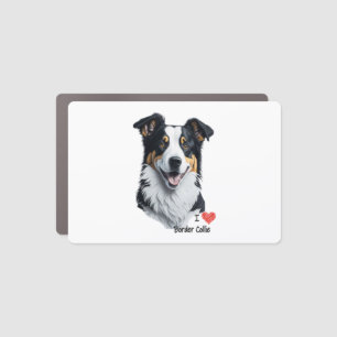 Border Collie face (with I Love text) Car Magnet