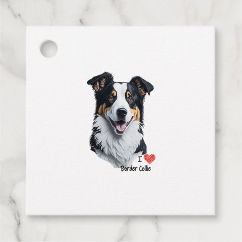 Border Collie face with I Love text Favor Tags