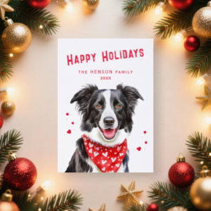 Border Collie Family Custom Holiday Letterpress Photo Cards