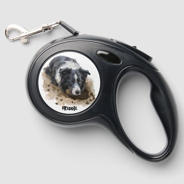 Border Collie Farm Retractable Dog Leash (Front)