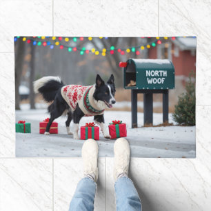 Border Collie Festive Holiday Christmas Doormat