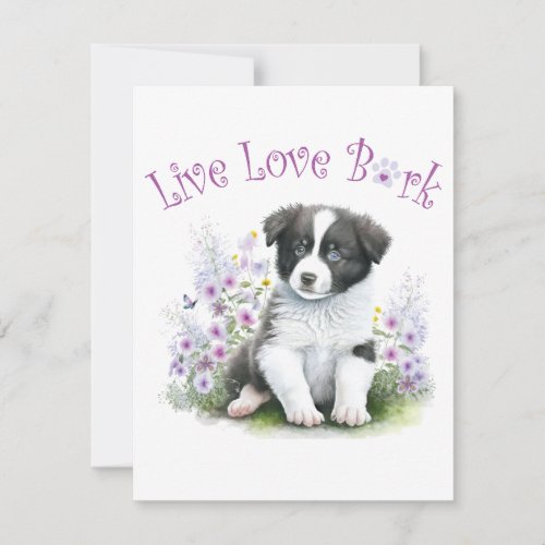 Border Collie Floral Note Card