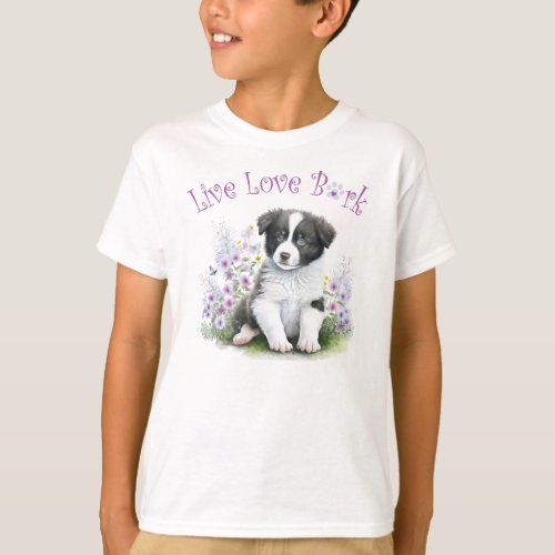 Border Collie Floral T_Shirt