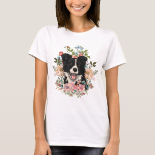 Border collie floral T-Shirt