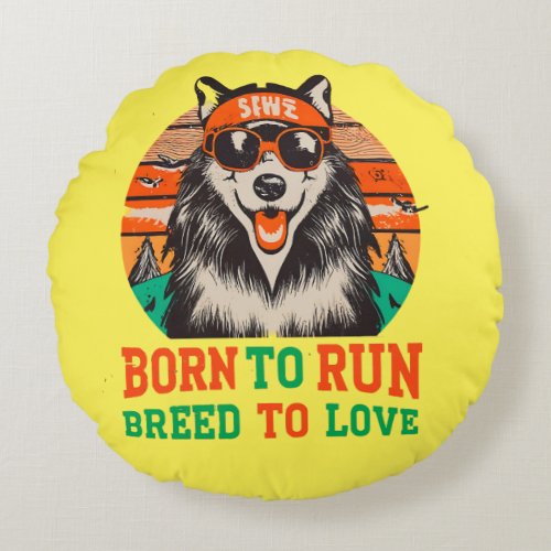 Border Collie Funny Dog Lover Gift Idea  Round Pillow