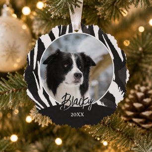 Border Collie Fur Pattern Photo Christmas Ornament Card