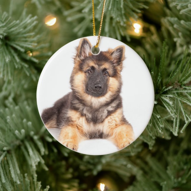 Border Collie German Shepherd Mix Ceramic Ornament (Tree)