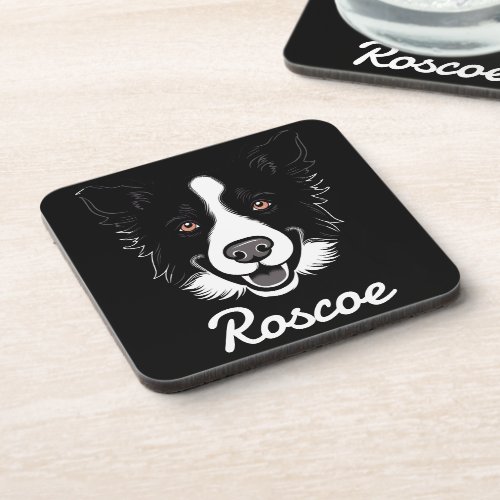 Border Collie Gifts Custom Dog Name Personalized Beverage Coaster