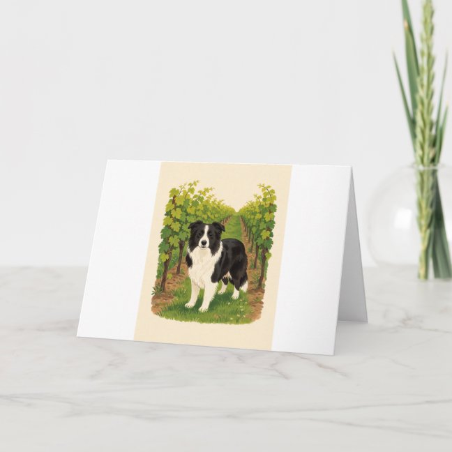 Border Collie Green Vineyard Greeting Card