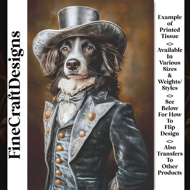 Border Collie Grey Victorian Outfit CF5 Decoupage Tissue Paper (Creator Uploaded)