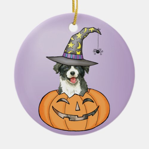 Border Collie Halloween Ceramic Ornament