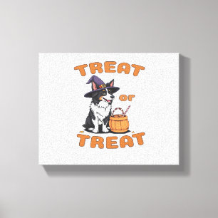 Border Collie Halloween Dog Costume “Treat or Trea Canvas Print