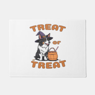 Border Collie Halloween Dog Costume “Treat or Trea Doormat