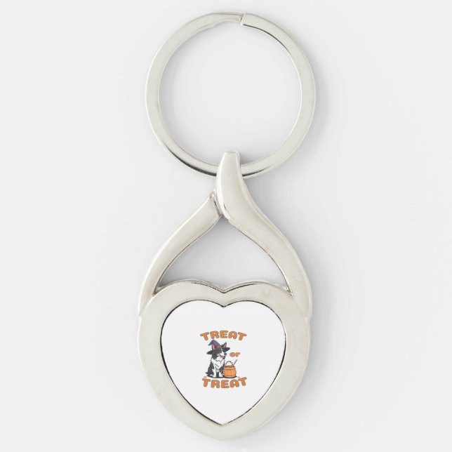 Border Collie Halloween Dog Costume “Treat or Trea Keychain (Front)