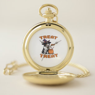 Border Collie Halloween Dog Costume “Treat or Trea Pocket Watch