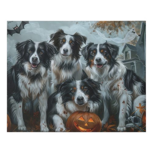 Border Collie Halloween Night Doggy Delight  Faux Canvas Print