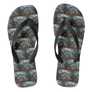 Border Collie Halloween Night Doggy Delight Flip Flops