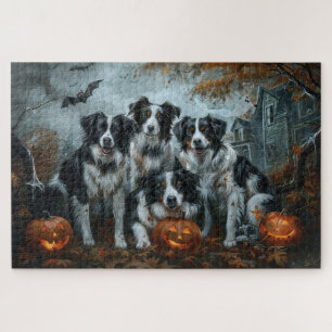 Border Collie Halloween Night Doggy Delight Jigsaw Puzzle