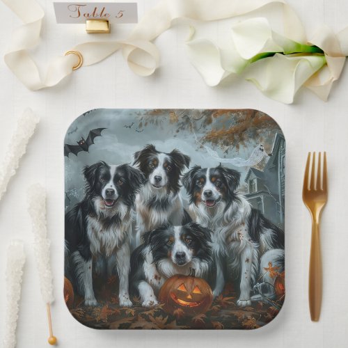 Border Collie Halloween Night Doggy Delight  Paper Plates