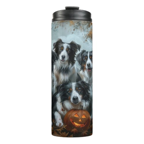 Border Collie Halloween Night Doggy Delight  Thermal Tumbler