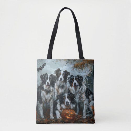Border Collie Halloween Night Doggy Delight  Tote Bag
