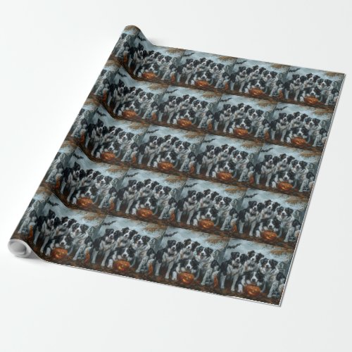 Border Collie Halloween Night Doggy Delight  Wrapping Paper