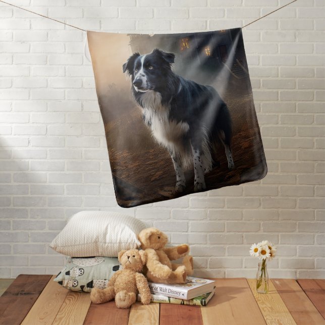 Border Collie Halloween Scary  Baby Blanket (In Situ)