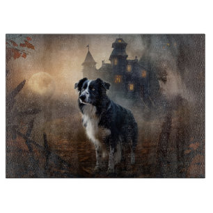Border Collie Halloween Scary Cutting Board