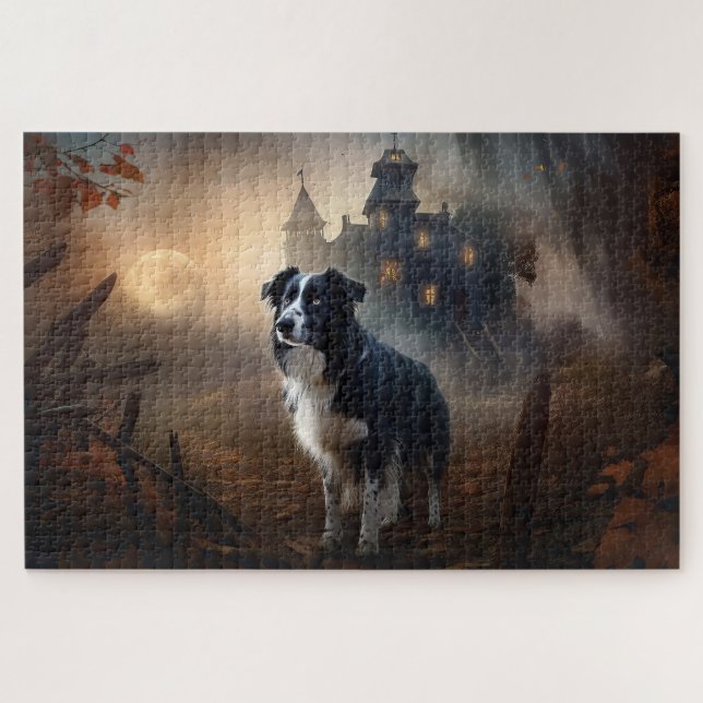 Border Collie Halloween Scary  Jigsaw Puzzle (Horizontal)